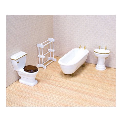 Muebles de baño Melissa & Doug Classic, casa de muñecas de madera - Imagen 2