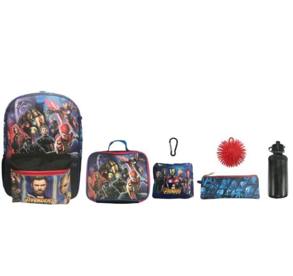 Mochila para niños de los Vengadores Infinity War , Juego de 7 piezas.