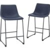 Par De Sillas De 26'' En Cuero Sintético Azul Marino - Marca Walker Edison