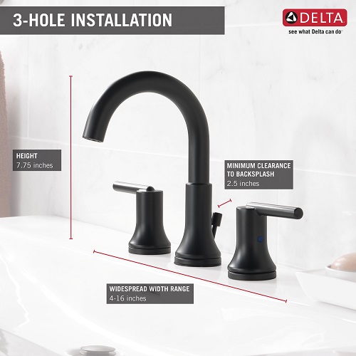Grifo De Baño Dos Manijas Color Negro Mate - Marca Delta - Imagen 3