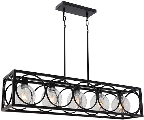 Lámpara de araña Con 5 Luces De Acabado Negro Con cristal - Marca ALL LIGHT