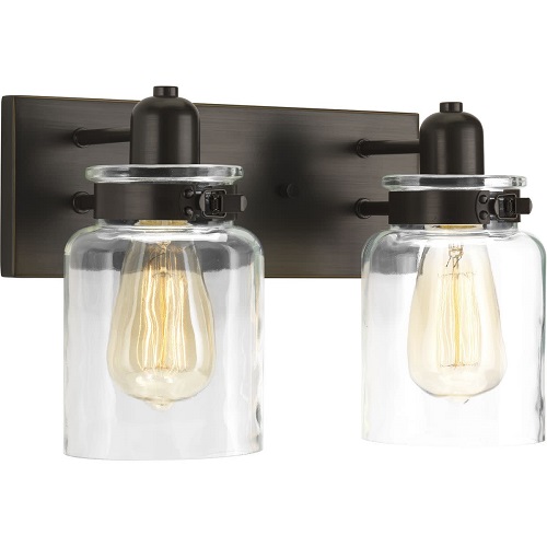 2 Luces de Baño Acabado En Bronce Antiguo - Marca Progress Lightning