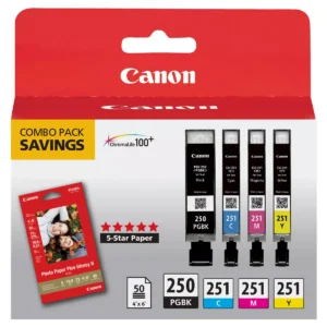 Cartuchos de tinta Canon 250/251 individuales y 4 piezas