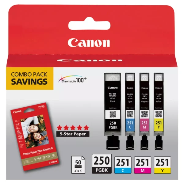 Cartuchos de tinta Canon 250/251 individuales y 4 piezas