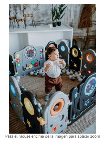 Area de Juegos para bebe color Gris y Negro distintas actividades - Imagen 3