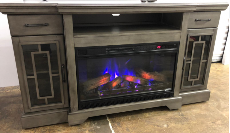 Mueble Tressanti para consola y Television con Chimenea Electrica