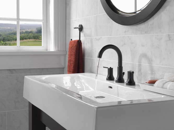 Grifo De Baño Dos Manijas Color Negro Mate - Marca Delta - Imagen 2