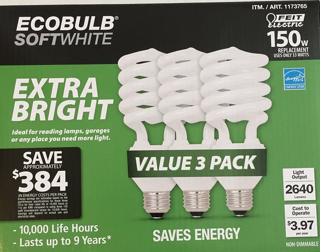 3 Focos EcoBuld 150w Marca Feit Electric