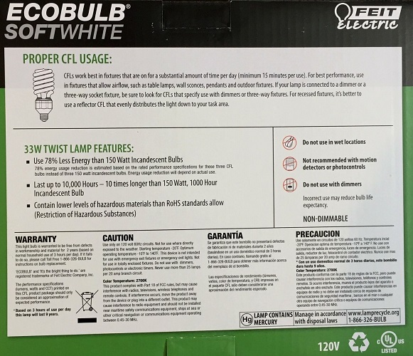 3 Focos EcoBuld 150w Marca Feit Electric - Imagen 3