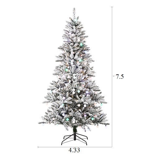 Árbol De Navidad Nevado De 7.5ft Con Luces Blancas Y Multicolor - Marca Holiday Time - Imagen 4