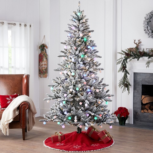 Árbol De Navidad Nevado De 7.5ft Con Luces Blancas Y Multicolor - Marca Holiday Time - Imagen 2