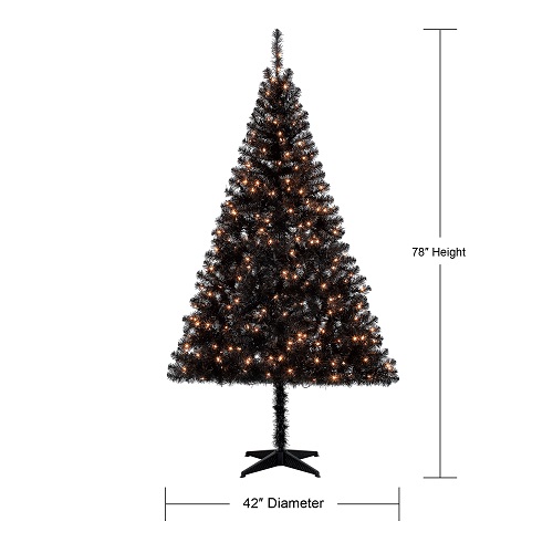 Árbol de navidad Negro De 6.5 pies con Luces Blancas - Marca Holiday Time - Imagen 3