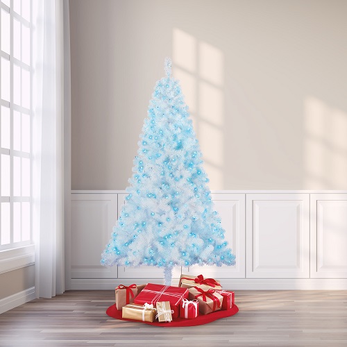 Árbol De Navidad Blanco Con Luces Azules de 6.5ft - Marca Holiday Time - Imagen 2
