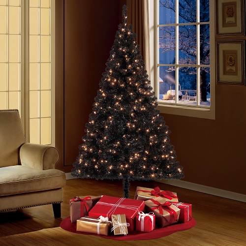 Árbol de navidad Negro De 6.5 pies con Luces Blancas - Marca Holiday Time - Imagen 2