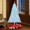 Árbol De Navidad Blanco Con Luces Azules de 6.5ft - Marca Holiday Time