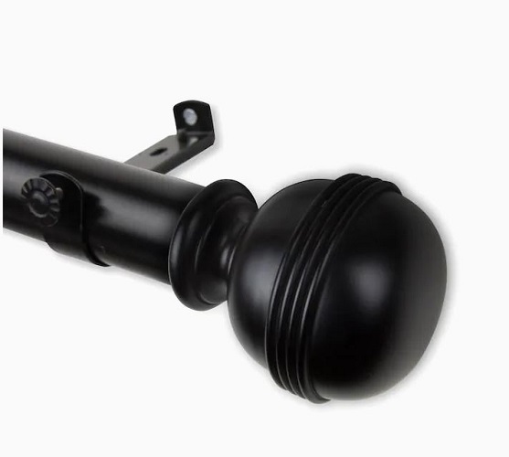 Barra de Cortina Simple De Acero Negro 1.5 in 66 in a 115 in - Marca Hart & Harlow