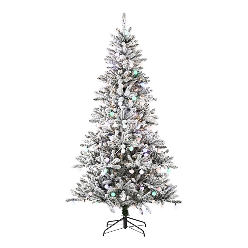 Árbol De Navidad Nevado De 7.5ft Con Luces Blancas Y Multicolor - Marca Holiday Time