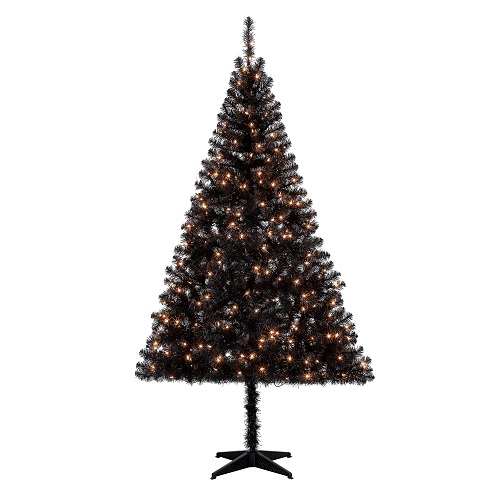 Árbol de navidad Negro De 6.5 pies con Luces Blancas - Marca Holiday Time