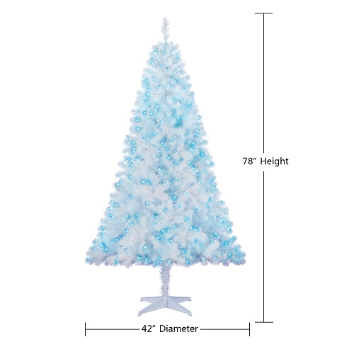 Árbol De Navidad Blanco Con Luces Azules de 6.5ft - Marca Holiday Time - Imagen 4