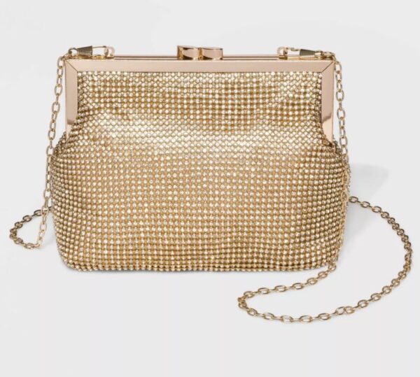 Bolso color dorado con malla de brillantes Marca Estee & Lilly