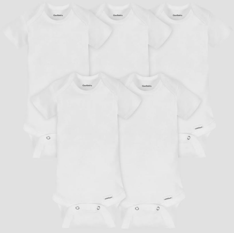 5 Camisas Pañaleras Talla 12 Marca Gerber Baby