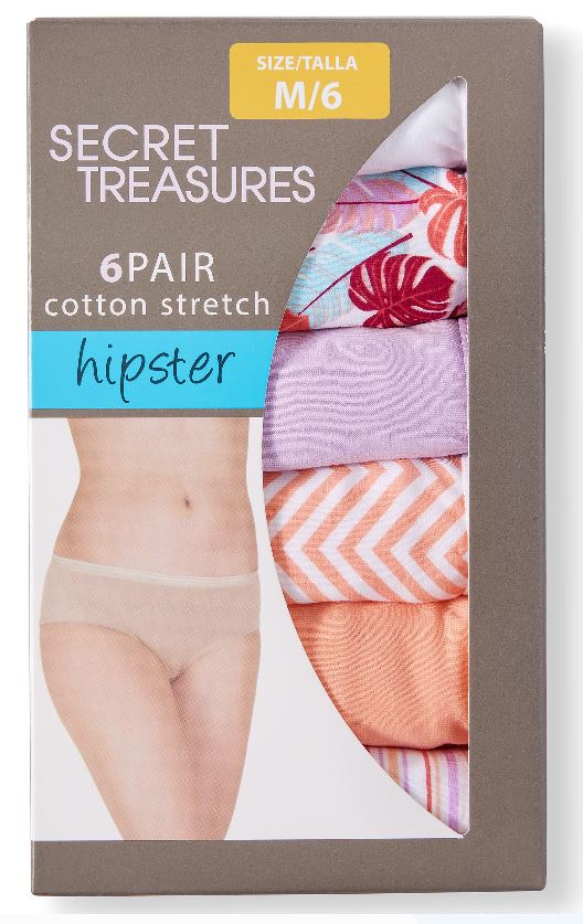 5 Calzones Corte hípster Talla L/7 Marca Secret Treasures