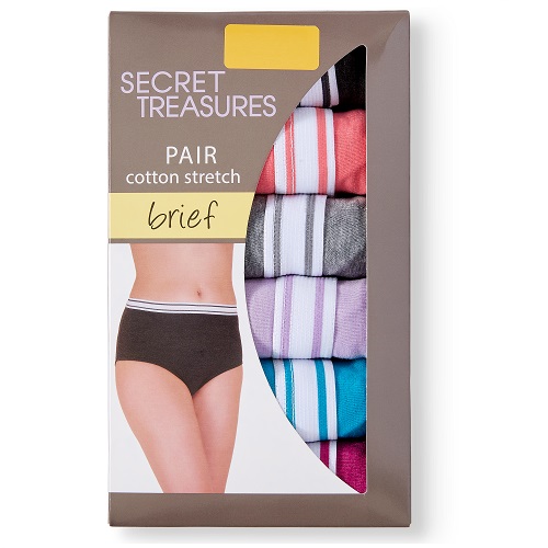 Paquete de 5 panties para dama tipo brief talla XXL/9 marca Secret Treasures