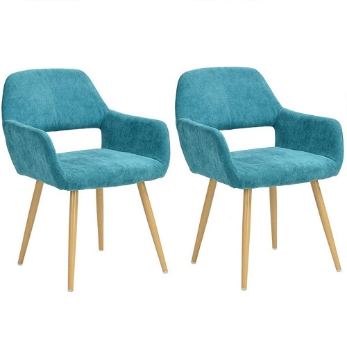 Par de sillones tapizados de tela verde claro marca CROMWELL