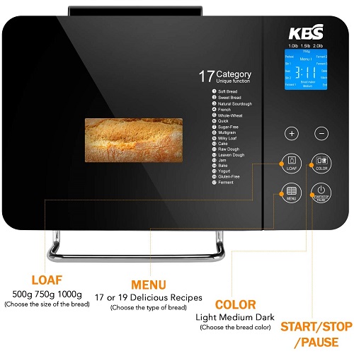 Maquina de pan de acero inoxidable con capacidad de 2lb marca KBS - Imagen 2