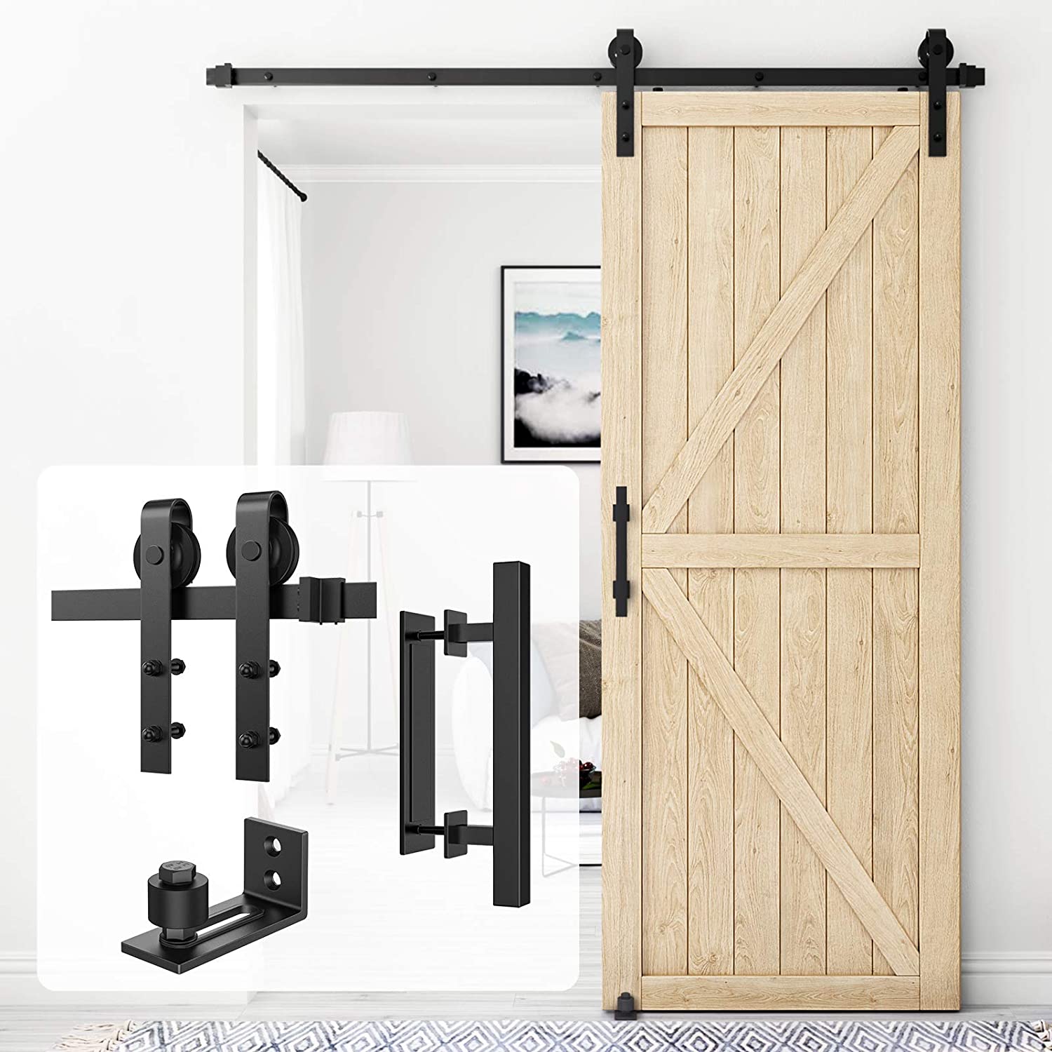 Kit para puertas dobles de granero de un solo riel 11ft - Marca Winsoon - Imagen 2