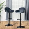 Juego de 2 taburetes de bar giratorio ajustable con respaldo color azul oscuro marca Glitzhome