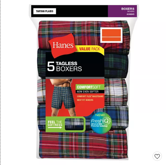 Paquete de 5 bóxer para caballero talla M/M (32-34) marca Hanes - Imagen 2