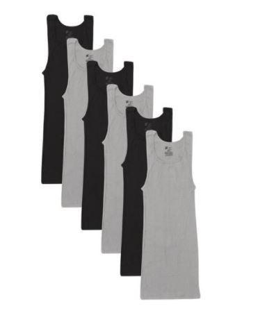 Paquete de 6 camisas de tirantes para caballero talla S/P marca Hanes - Imagen 2