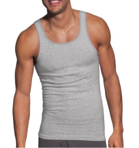 Paquete de 6 camisas de tirantes para caballero talla S/P marca Hanes