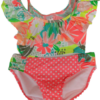 Traje de baño para niña de 2 piezas colorido con olanes talla L (10-12) marca Cat & Jack