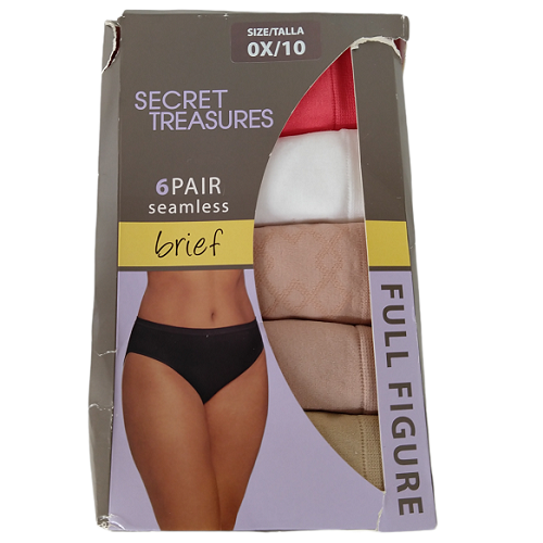Paquete de 5 panties para dama tipo brief talla 0X/10 marca Secret Treasures