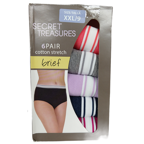 Paquete de 5 panties para dama tipo brief talla XXL/9 marca Secret Treasures - Imagen 2