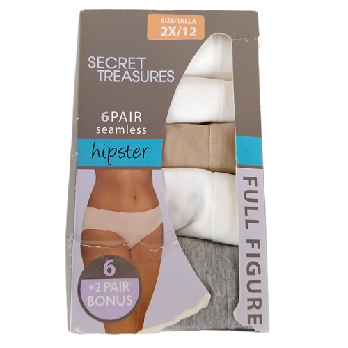 Paquete de 5 panties para dama talla 2X/12 marca Secret Treasures