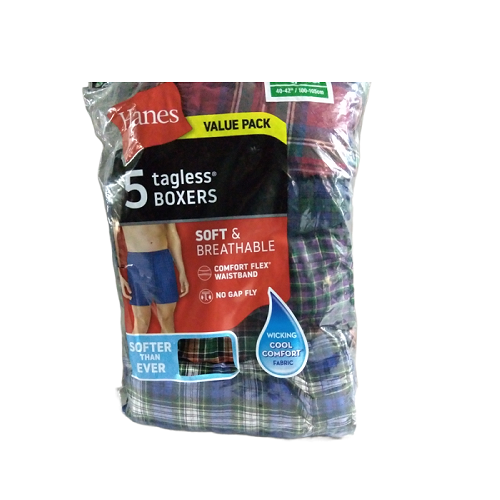 Paquete de 5 boxers para caballero talla XL (40-42) marca Hanes - Imagen 3