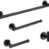 Conjunto de 4 accesorios para baño de acero inoxidable color negro mate marca Sereey