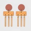 Aretes colgantes de disco redondo y rectángulo con flecos de barra Marca Universal Thread