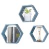 Juego de 3 estantes flotantes hexagonales de pared rústicos marca Comfify