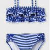 Traje de baño para niña de 2 piezas color azul con olanes talla S (6/6X) marca Cat & Jack