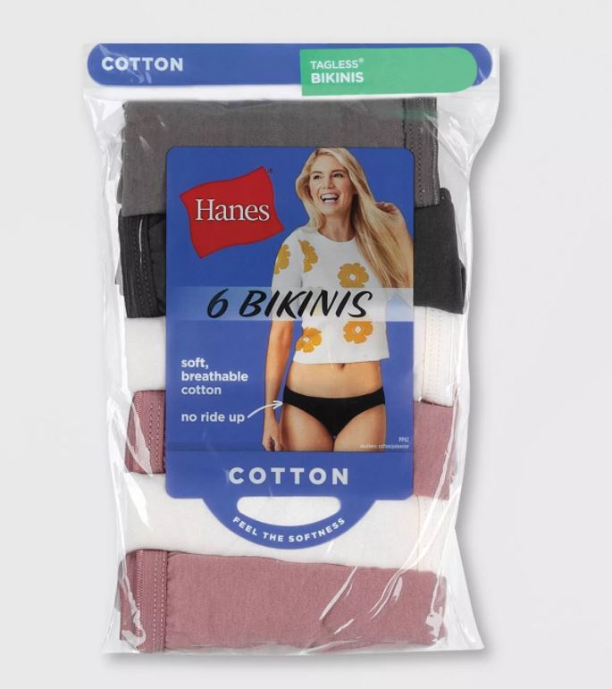5 Calzones corte bikini Talla 6 Marca Hanes - Imagen 3