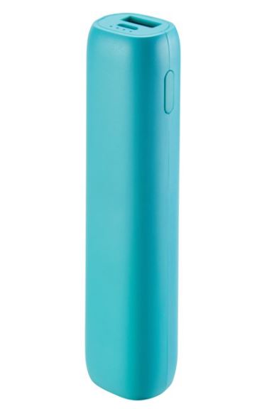 Cargador portátil de 3350 Mah. Color verde azulado, marca onn.