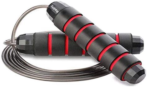 Cuerda para saltar ajustable. Color rojo. Marca Redify