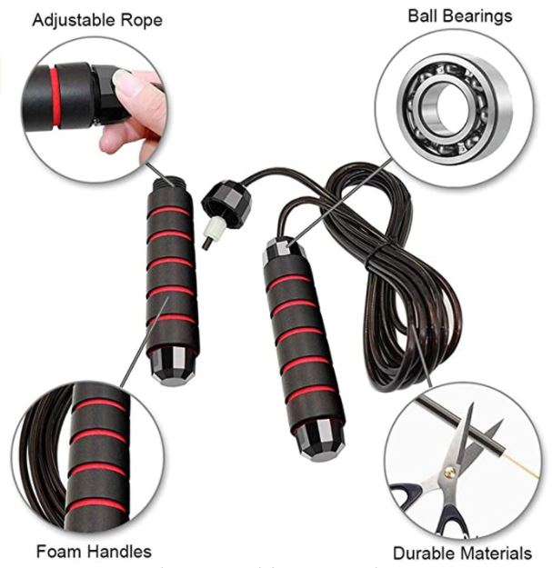 Cuerda para saltar ajustable. Color rojo. Marca Redify - Imagen 2