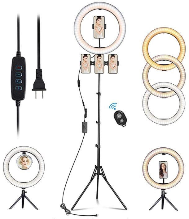 Anillo de luz LED para selfie de 14,3 pulgadas con soporte para trípode. Marca MountDog