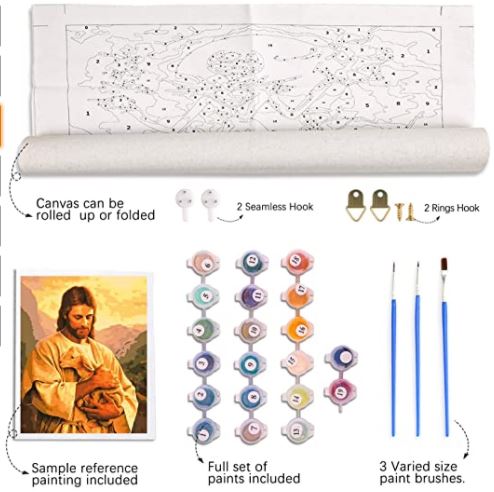 Kit de pintura con lienzo 16" x 20" y pintura para práctica.