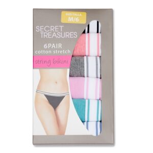 Paquete de 6 calzones corte String Bikini Talla XXL/9. Marca Secret Treasures